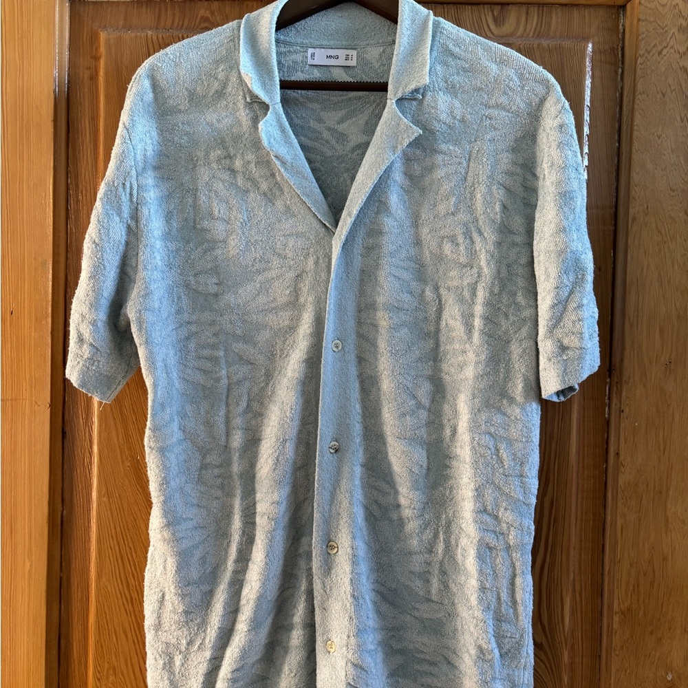 Mango Knit Men's Blue Short Sleeve Shirt